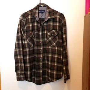 EUC Norwester Long Sleeve Plaid Wool Button Shirt - Size L (Grey Plaid)